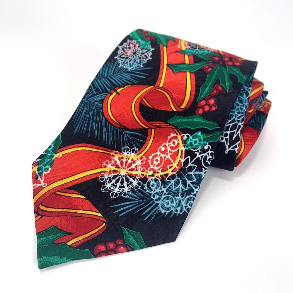 Rush Limbaugh No Boundaries Mens‎ Tie Green & Red Christmas Holiday 100% Silk